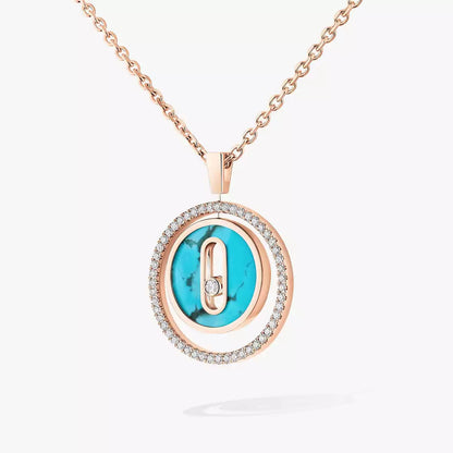 [Panda Jewelry]Lucky Move Diamond Necklace in Rose Gold and White Mother-of-Pearl