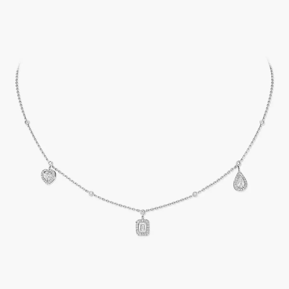 [Panda Jewelry]My Twin Diamond Necklace in Silver