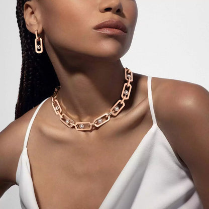 [Panda Jewelry]So Move XL Diamond Pendant Earrings