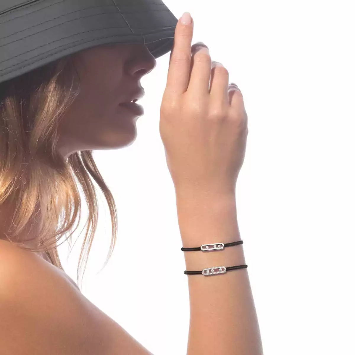 [Panda Jewelry]Messika Care(s) pink cord pav茅 bracelet