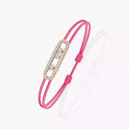 [Panda Jewelry]Messika Care(s) pink cord pav茅 bracelet