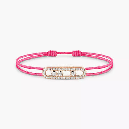 [Panda Jewelry]Messika Care(s) pink cord pav茅 bracelet