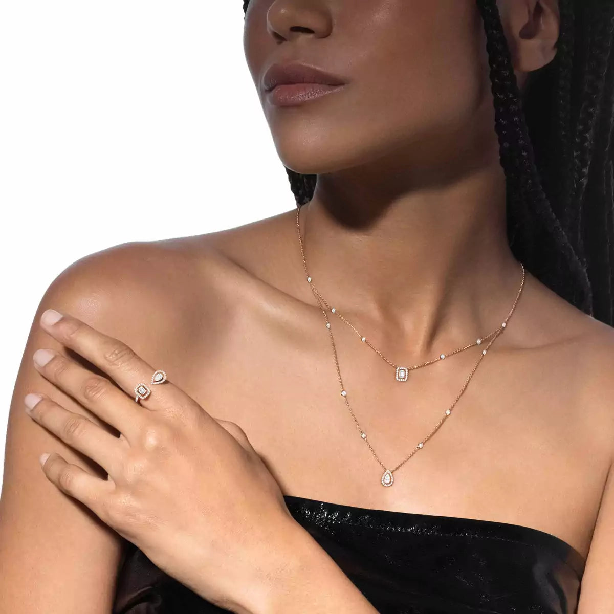 [Panda Jewelry]Diamond Necklace My Twin 2 Rows