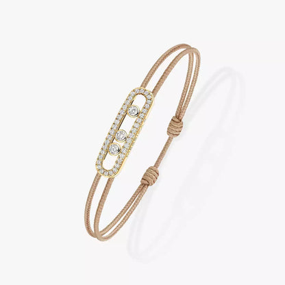 [Panda Jewelry]Messika Care(s) pink cord pav茅 bracelet