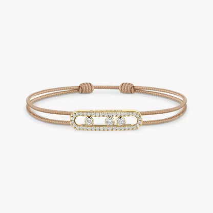 [Panda Jewelry]Messika Care(s) pink cord pav茅 bracelet