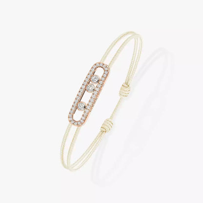 [Panda Jewelry]Messika Care(s) pink cord pav茅 bracelet