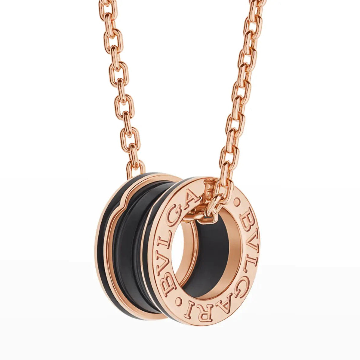 [Panda Jewelry]ZERO 1 BLACK CERAMIC PINK GOLD NECKLACE