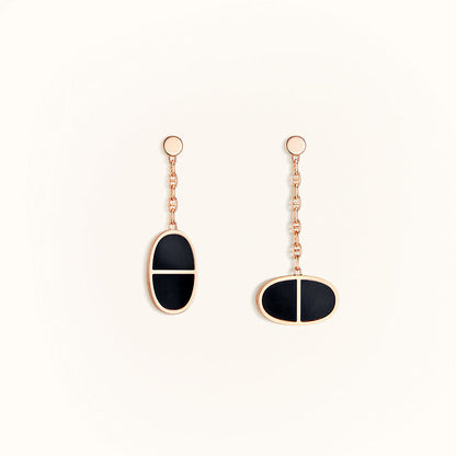 [Panda Jewelry]CHAINE VERSO BLACK CERAMIC EARRINGS
