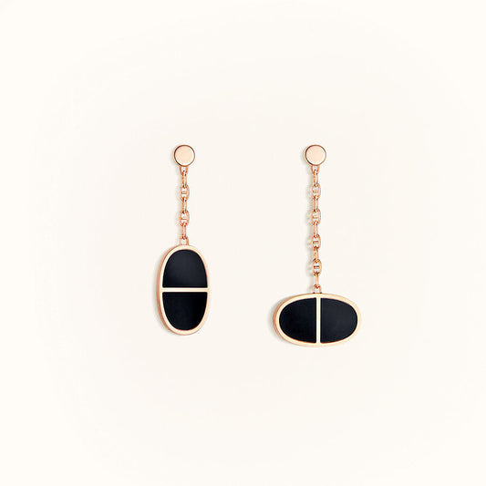 [Panda Jewelry]CHAINE VERSO BLACK CERAMIC EARRINGS