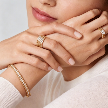 [✨Panda Jewelry💎] THREE-ROW DIAMOND RING