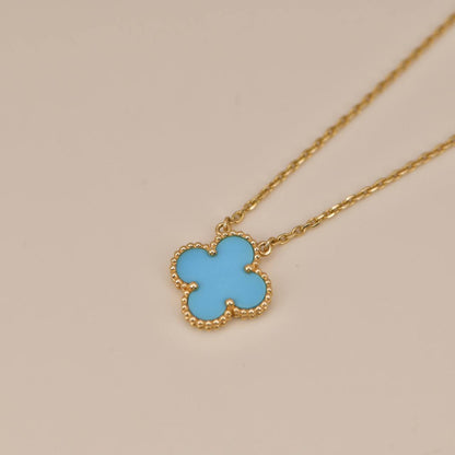 [Panda Jewelry]CLOVER 15MM VINTAGE TURQUOISE NECKLACE