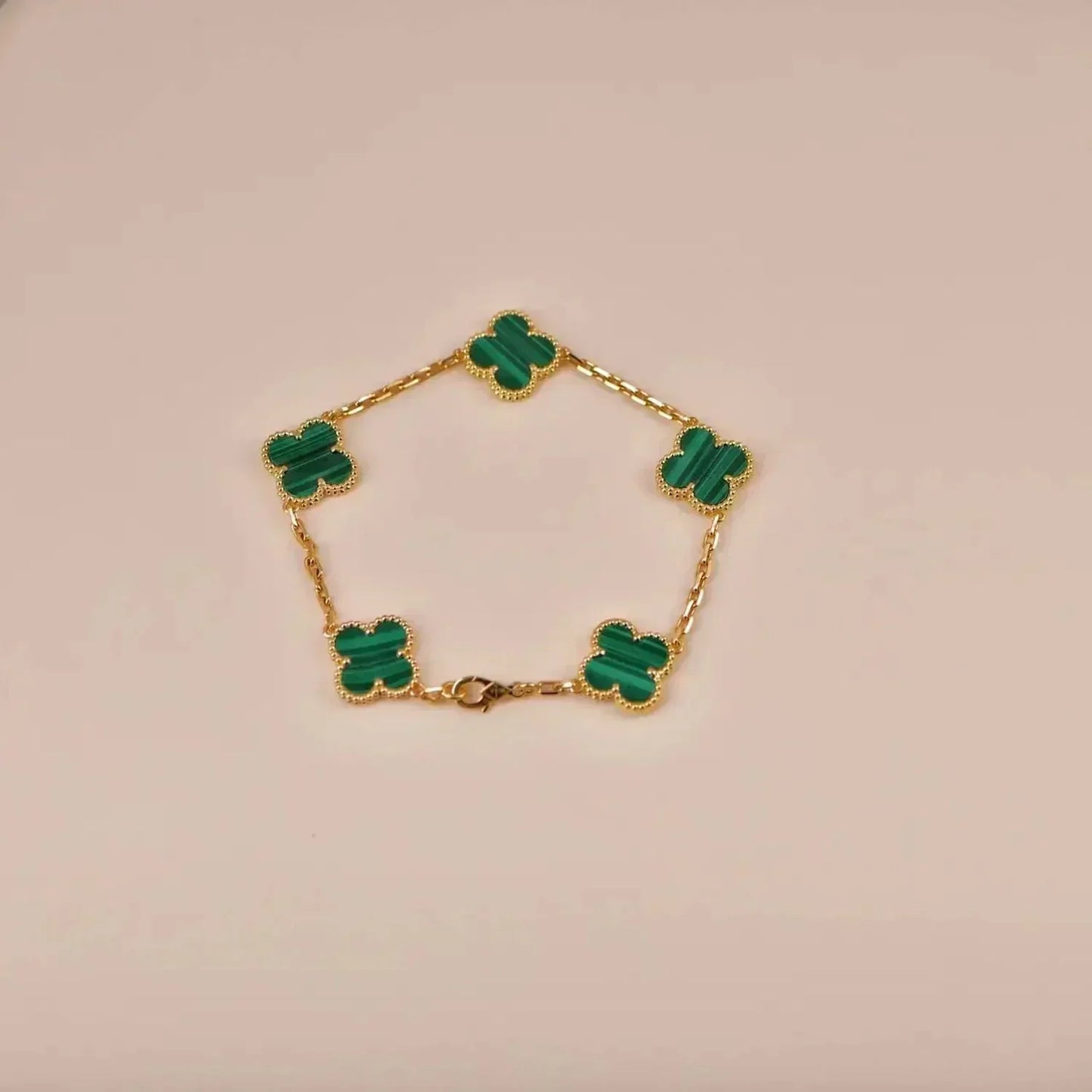 [Panda Jewelry] CLOVER 5 MOTIF MALACHITE BRACELET COLLECTION