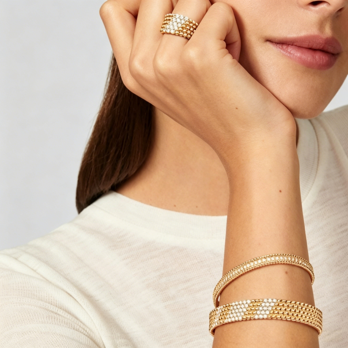 [✨Panda Jewelry💎]  FIVE-ROW DIAMOND BRACELET