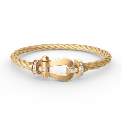 [Panda Jewelry]FORCE LARGE HORSESHOE HALF DIAMOND BRACELET GOLD