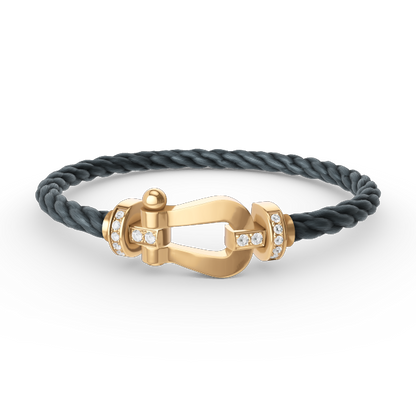 [Panda Jewelry]FORCE LARGE HORSESHOE HALF DIAMOND BRACELET GOLD