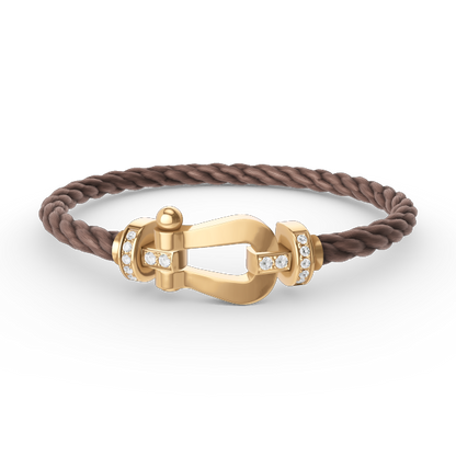 [Panda Jewelry]FORCE LARGE HORSESHOE HALF DIAMOND BRACELET GOLD