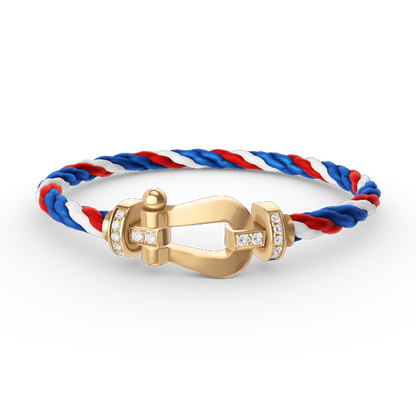 [Panda Jewelry]FORCE LARGE HORSESHOE HALF DIAMOND BRACELET GOLD