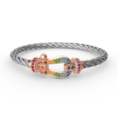 [Panda Jewelry]FORCE LARGE HORSESHOE  COLORED DIAMOND BRACELET ROSE GOLD