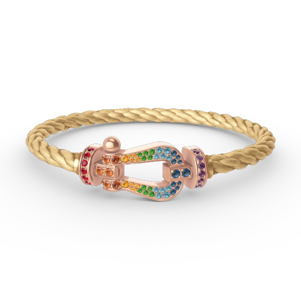[Panda Jewelry]FORCE LARGE HORSESHOE  COLORED DIAMOND BRACELET ROSE GOLD