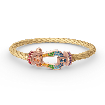 [Panda Jewelry]FORCE LARGE HORSESHOE  COLORED DIAMOND BRACELET ROSE GOLD