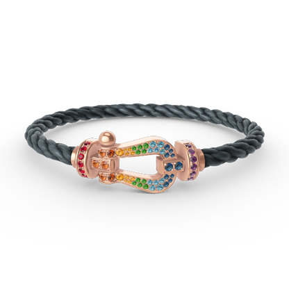 [Panda Jewelry]FORCE LARGE HORSESHOE  COLORED DIAMOND BRACELET ROSE GOLD