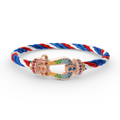 [Panda Jewelry]FORCE LARGE HORSESHOE  COLORED DIAMOND BRACELET ROSE GOLD