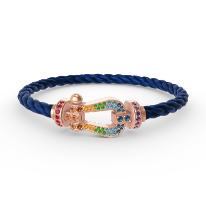 [Panda Jewelry]FORCE LARGE HORSESHOE  COLORED DIAMOND BRACELET ROSE GOLD