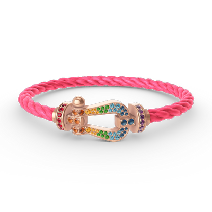 [Panda Jewelry]FORCE LARGE HORSESHOE  COLORED DIAMOND BRACELET ROSE GOLD