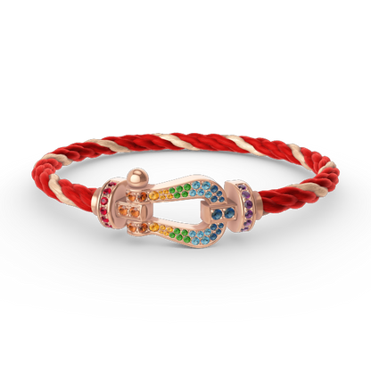 [Panda Jewelry]FORCE LARGE HORSESHOE  COLORED DIAMOND BRACELET ROSE GOLD