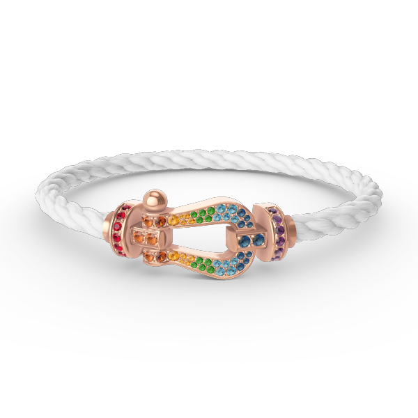[Panda Jewelry]FORCE LARGE HORSESHOE  COLORED DIAMOND BRACELET ROSE GOLD