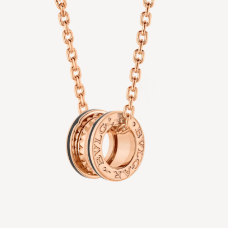 [Panda Jewelry]ZERO 1 ROCK PEDANT PINK GOLD BLACK NECKLACE