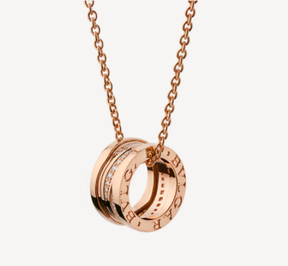 [Panda Jewelry]ZERO 1 PINK GOLD DIAMOND NECKLACE