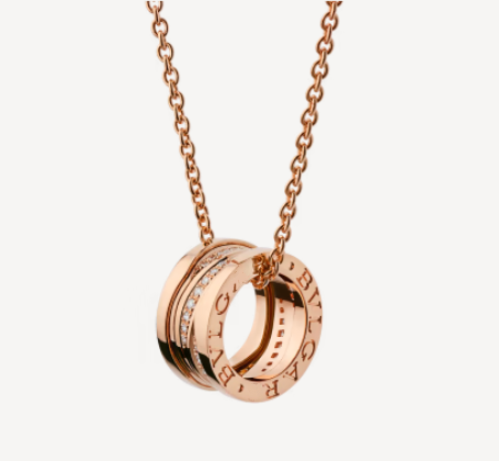 [Panda Jewelry]ZERO 1 PINK GOLD DIAMOND NECKLACE