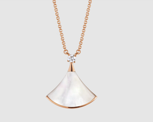[Panda Jewelry]DREAM NECKLACE WHITE MOP PINK GOLD 1 DIAMOND