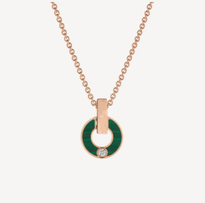 [Panda Jewelry]GARI NECKLACE PINK GOLD MALACHITE