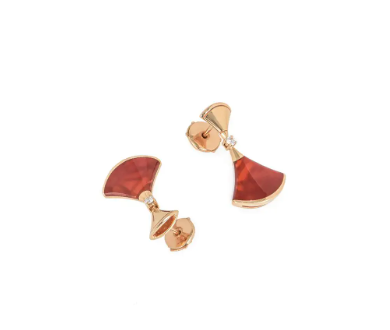 [Panda Jewelry]DREAM Carnelian PINK GOLD EARRINGS
