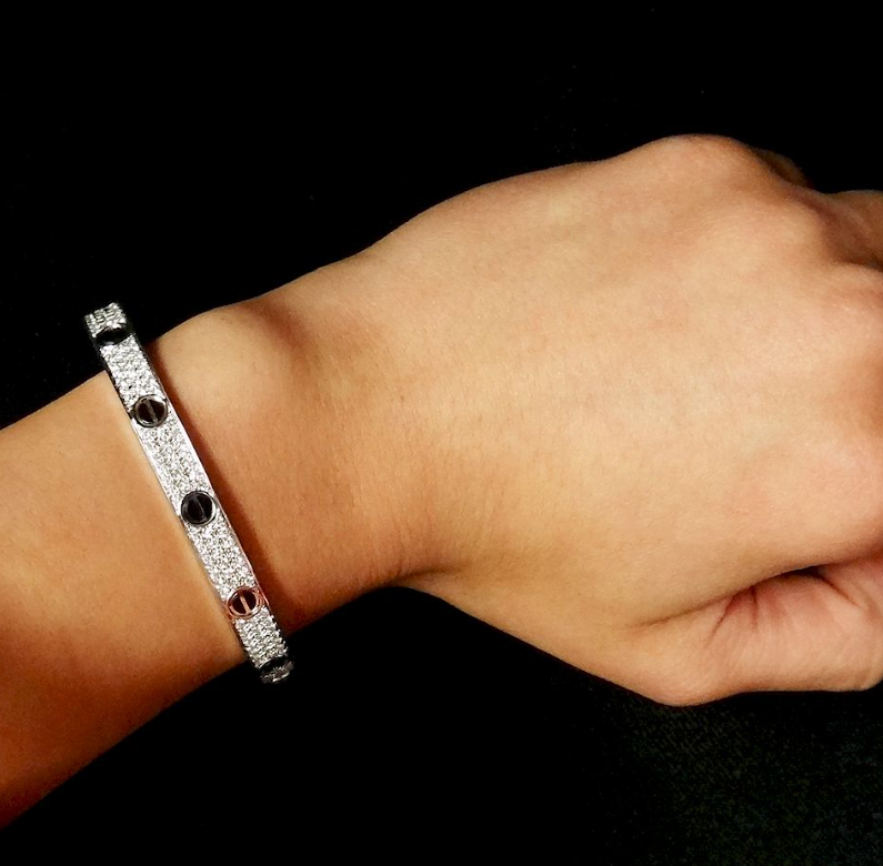 [Panda Jewelry]LOVE BRACELET 6.1MM DIAMOND-PAVED CERAMIC