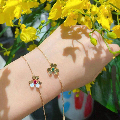 [Panda Jewelry]FRIVOLE GOLD FLOWER PINK MALACHITE BRACELET