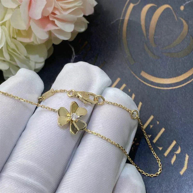 [Panda Jewelry]FRIVOLE GOLD FLOWER PINK MALACHITE BRACELET
