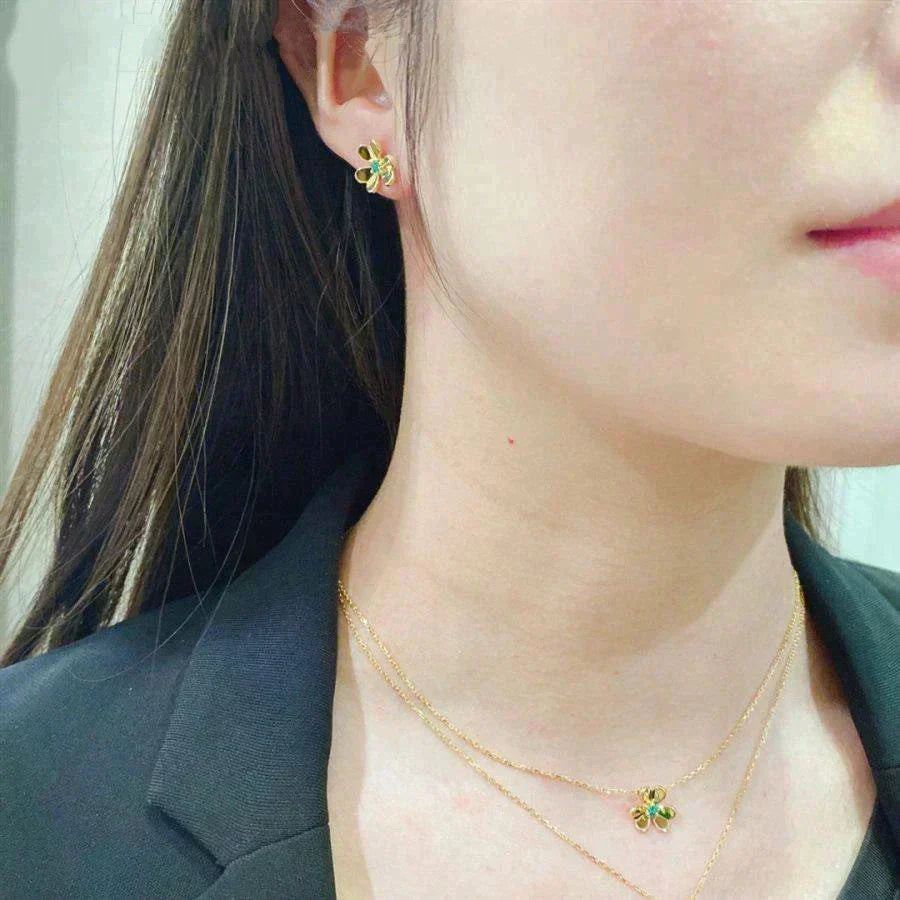 [Panda Jewelry]FRIVOLE  FLOWER MALACHITE EARRINGS