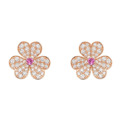 [Panda Jewelry]FRIVOLE PINK GOLD FLOWER DIAMOND EARRINGS