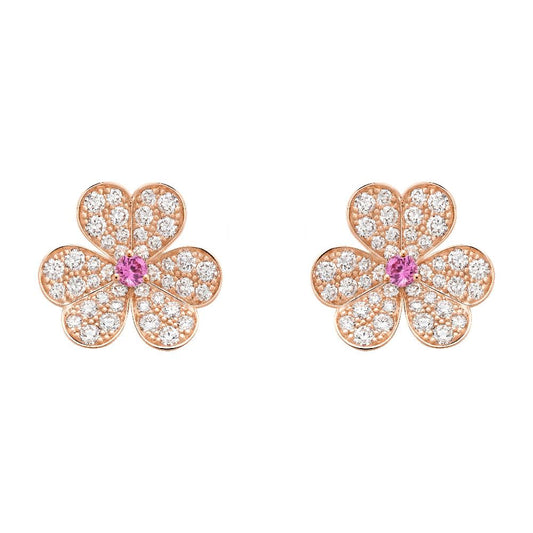 [Panda Jewelry]FRIVOLE PINK GOLD FLOWER DIAMOND EARRINGS