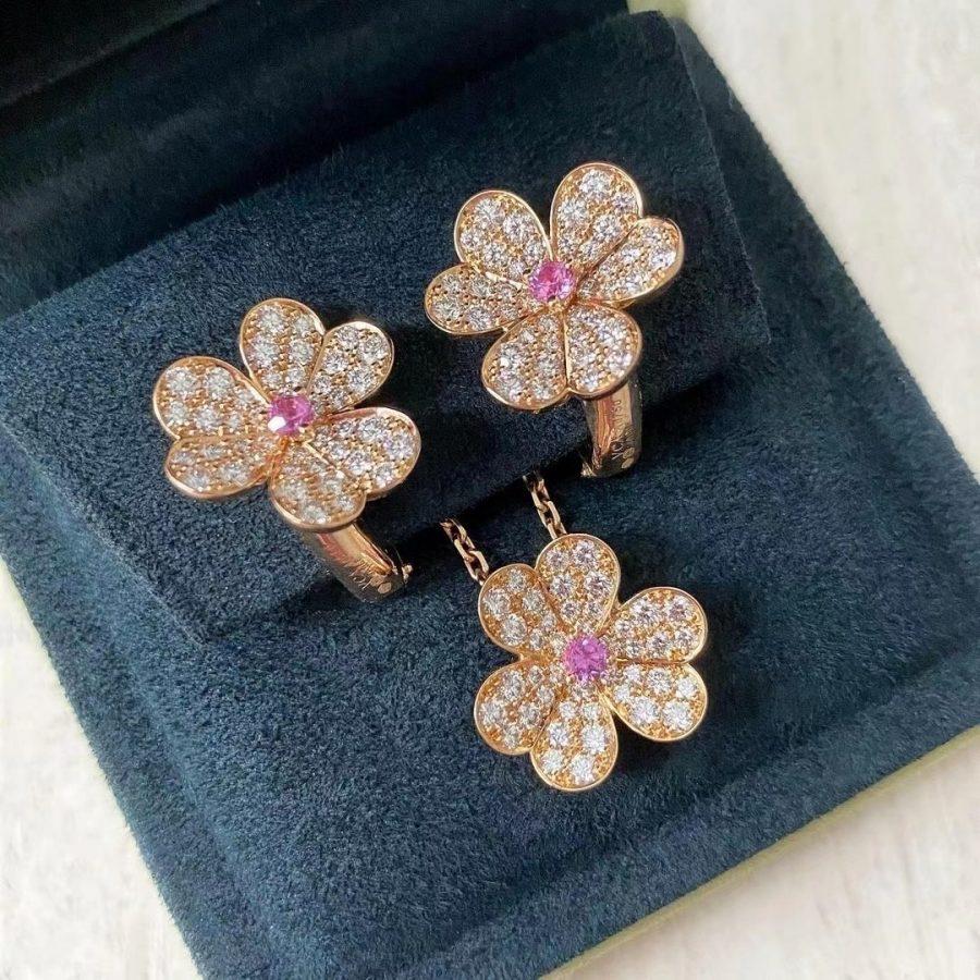[Panda Jewelry]FRIVOLE ROSE GOLD FLOWER DIAMOND NECKLACE