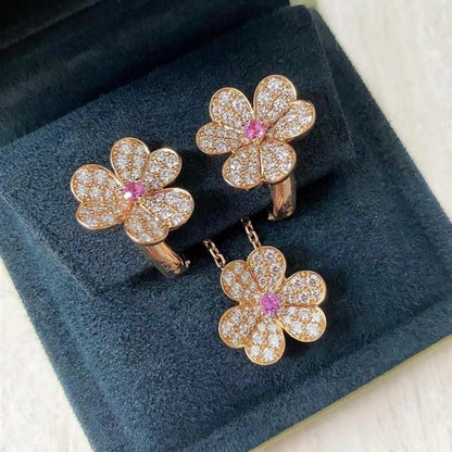 [Panda Jewelry]FRIVOLE ROSE GOLD FLOWER DIAMOND NECKLACE