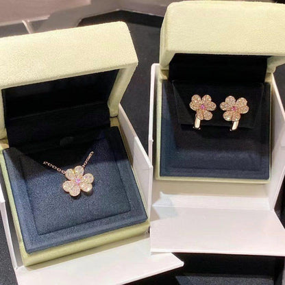 [Panda Jewelry]FRIVOLE ROSE GOLD FLOWER DIAMOND NECKLACE