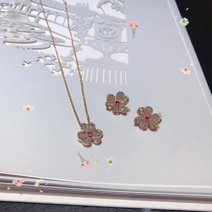 [Panda Jewelry]FRIVOLE ROSE GOLD FLOWER DIAMOND NECKLACE