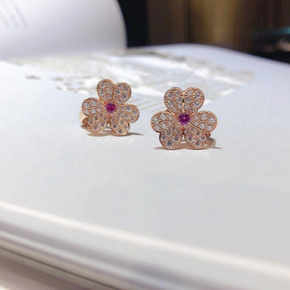 [Panda Jewelry]FRIVOLE PINK GOLD FLOWER DIAMOND EARRINGS