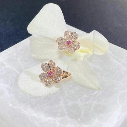 [Panda Jewelry]FRIVOLE PINK GOLD FLOWER DIAMOND EARRINGS