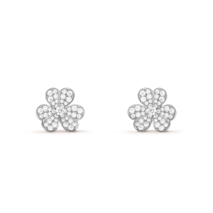 [Panda Jewelry]FRIVOLE SILVER FLOWER DIAMOND EARRINGS