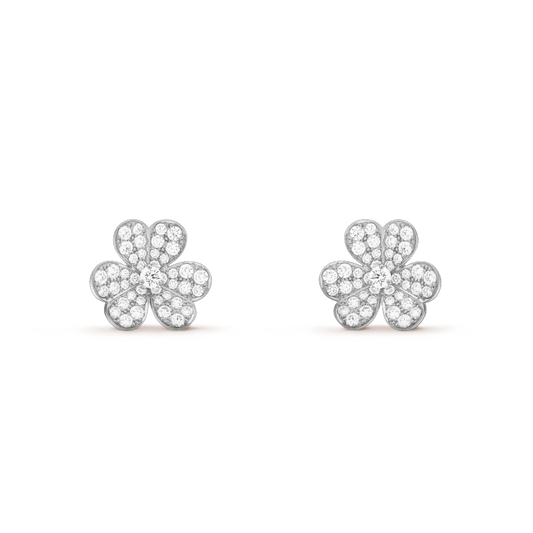 [Panda Jewelry]FRIVOLE SILVER FLOWER DIAMOND EARRINGS